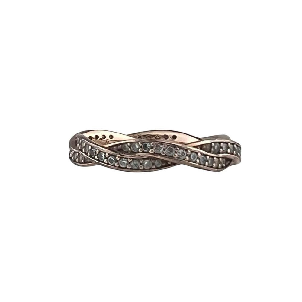 Pandora Twist of Fate CZ Rose Gold Plated Ring Size 7